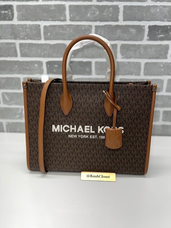 Michael Kors mirella tote medium tote bag MK signature purse brown multi - Picture 1 of 9